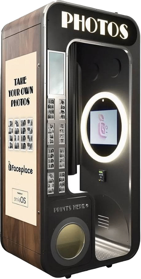 Classic enclosed photo booth placement service unit